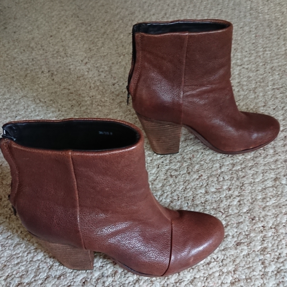 Rag and Bone newbury ankle brown boots in cowhide leather size US 8